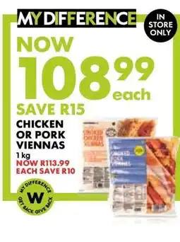 Woolworths Chicken or Pork Viennas offer
