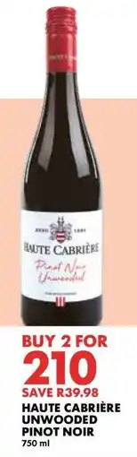 Woolworths HAUTE CABRIÈRE UNWOODED PINOT NOIR offer