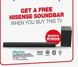 OK Furniture Hisense 2.1 Channel Soundbar With Wireless Subwoofer offer