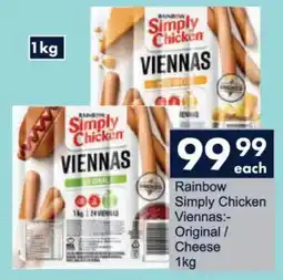 President Hyper Rainbow Simply Chicken Viennas Original/ Cheese offer