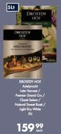 President Hyper Drostdy Hof Adelpracht Late Harvest/ Premier Grand Cru / Claret Select/ Natural Sweet Rosé/ Light Dry White offer