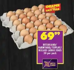 Shoprite Ritebrand/ farmyard/ toplay/ nulaid large eggs offer