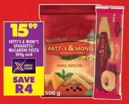 Shoprite Fatti's & moni's spaghetti/ macaroni pasta offer