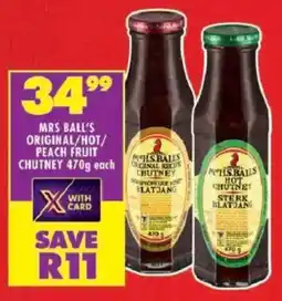 Shoprite Mrs ball's original/ hot/ peach fruit chutney offer