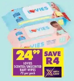 Shoprite Lovies scented/ unscented baby wipes offer