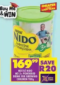 Shoprite Nestlé nido no 3+ powdered drink for growing children offer