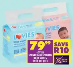 Shoprite Lovies scented/ unscented baby wipes offer