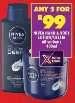 Shoprite Nivea hand & body lotion/ cream offer