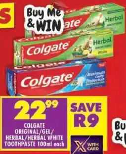 Shoprite Colgate original/ gel/ herbal/ herbal white toothpaste offer