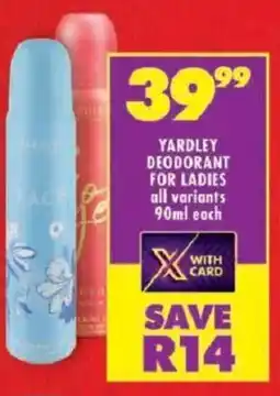 Shoprite Yardley deodorant for ladies offer
