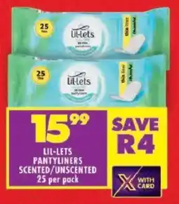 Shoprite Lil-lets pantyliners scented/ unscented offer