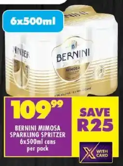 Shoprite Bernini mimosa sparkling spritzer cans offer