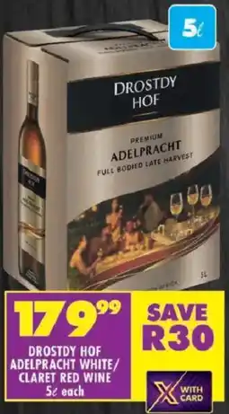 Shoprite Drostdy hof adelpracht white/ claret red wine offer