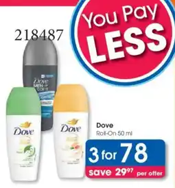 Clicks Dove Roll-On offer