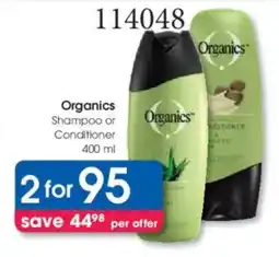 Clicks Organics Shampoo or Conditioner offer
