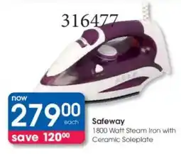 Clicks Safeway 1800 Watt Steam Iron with Ceramic Soleplate offer