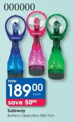 Clicks Safeway Battery-Operated Mist Fan offer