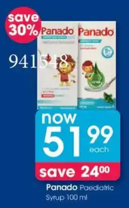 Clicks Panado Paediatric Syrup offer
