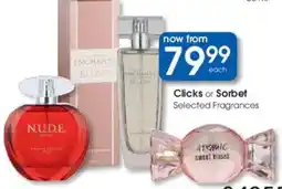 Clicks Clicks or Sorbet Selected Fragrances offer