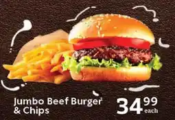 Oxford Freshmarket Jumbo Beef Burger & Chips offer