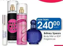 Clicks Britney Spears Body Mist or EDP Fragrances offer