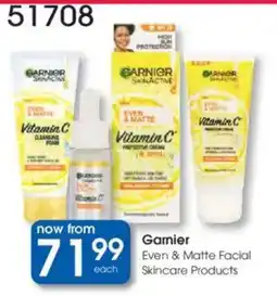 Clicks Garnier Even & Matte Facial Skincare Products offer