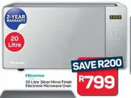 Pick n Pay Hypermarket Hisense Silver Mirror Finish Electronic Microwave Oven offer