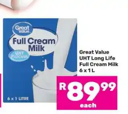 Game Great Value UHT Long Life Full Cream Milk 6 x 1 L offer