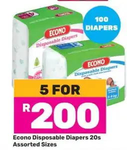 Game Econo Disposable Diapers 20s Assorted Sizes offer
