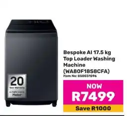 Game Bespoke AI 17.5 kg Top Loader Washing Machine (WA80F18S8CFA) offer