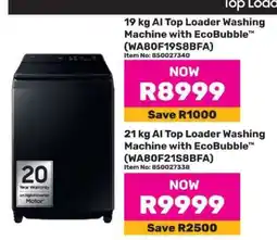 Game 19 kg AI Top Loader Washing Machine with EcoBubble (WA80F19S8BFA) offer