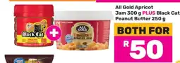 Game All Gold Apricot Jam 300 g PLUS Black Cat Peanut Butter 250 g offer