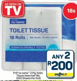 Pick n Pay Hypermarket PnP no name 2 Ply Toilet Tissue Assorted 18s offer