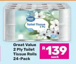 Game Great Value 2 Ply Toilet Tissue Rolls 24-Pack offer