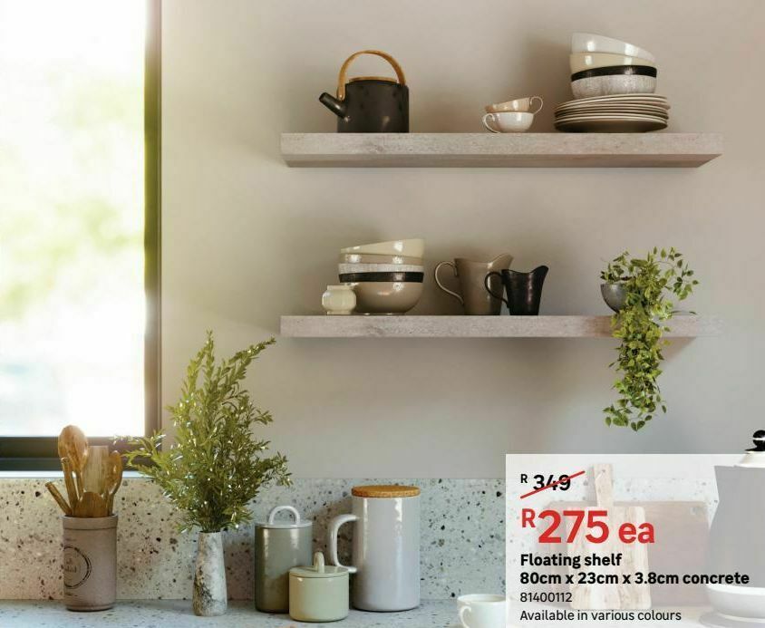 Floating shelf 80cm x 23cm x 3.8cm concrete offer at Leroy Merlin