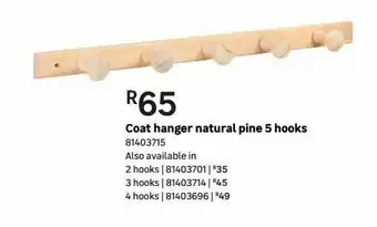 Leroy Merlin Coat hanger natural pine 5 hooks offer