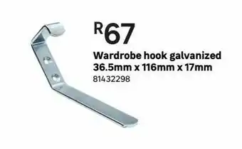 Leroy Merlin Wardrobe hook galvanized 36.5mm x 116mm x 17mm offer