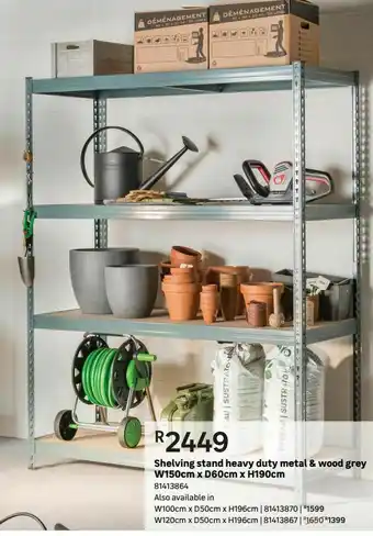 Leroy Merlin Shelving stand heavy duty metal & wood grey w150cm x d60cm x h190cm offer