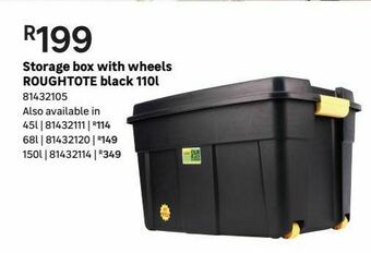 Leroy Merlin Storage box with wheels roughtote black 110l offer
