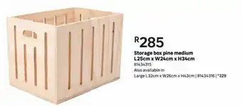 Storage box pine medium l25cm x w24cm x h34cm