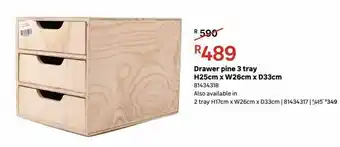 Leroy Merlin Drawer pine 3 tray h25cm x w26cm x d33cm offer