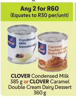 Makro CLOVER Condensed Milk or CLOVER Caramel Double Cream Dairy Dessert offer