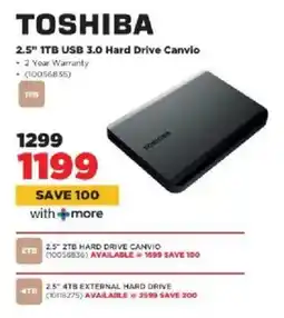 HiFi Corp Toshiba 2.5" 1TB USB 3.0 Hard Drive Canvio offer