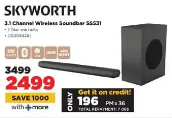 HiFi Corp Skyworth 3.1 Channel Wireless Soundbar SS531 offer