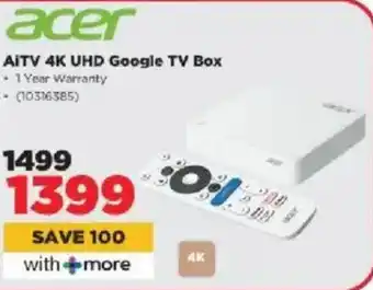 HiFi Corp Acer AiTV 4K UHD Google TV Box offer