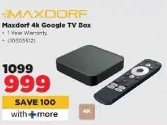 HiFi Corp Maxdorf 4k Google TV Box offer