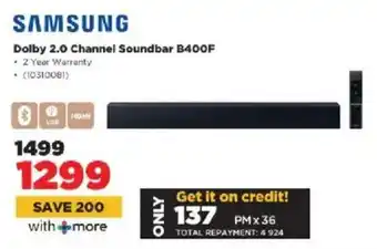 HiFi Corp Samsung Dolby 2.0 Channel Soundbar B400F offer