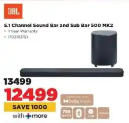 HiFi Corp JBL 5.1 Channel Sound Bar and Sub Bar 500 MK2 offer