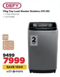 HiFi Corp Defy Top Load Washer Stainless DTL153 offer