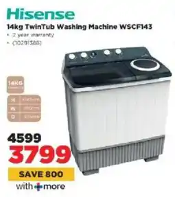 HiFi Corp Hisense TwinTub Washing Machine WSCF143 offer